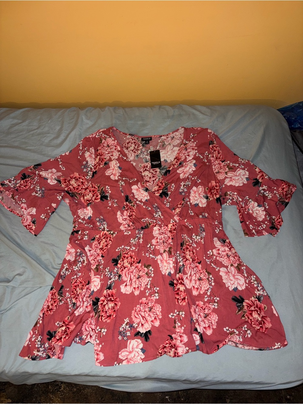 torrid Rose Floral Wrap Tunic in Rose